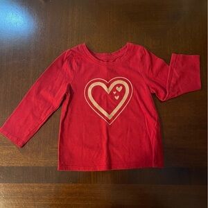 Cat & Jack | Red Long Sleeve Shirt with Gold Heart | 18 mo